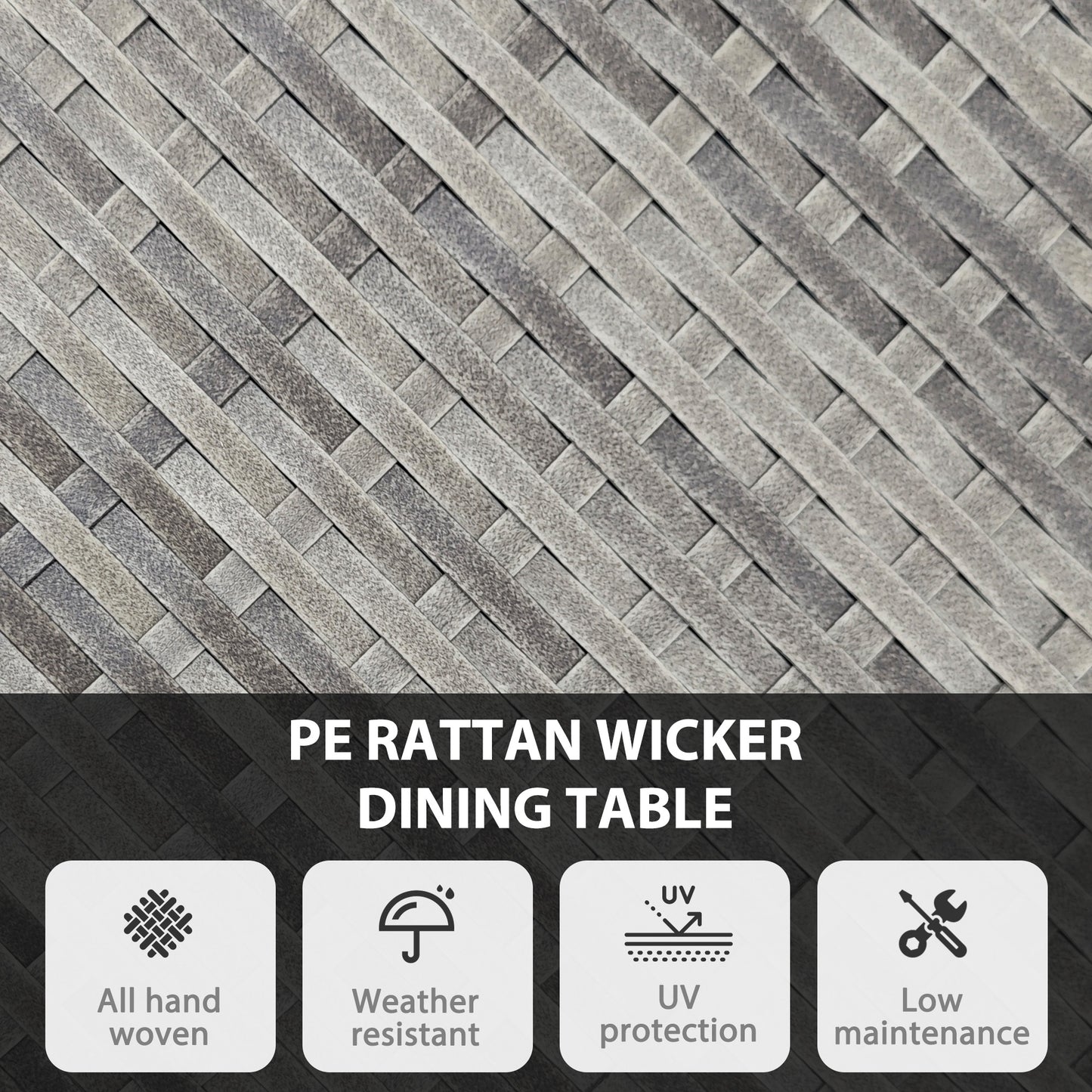70 cm Wood-Effect Rattan Garden Table - Natural Wood Finish