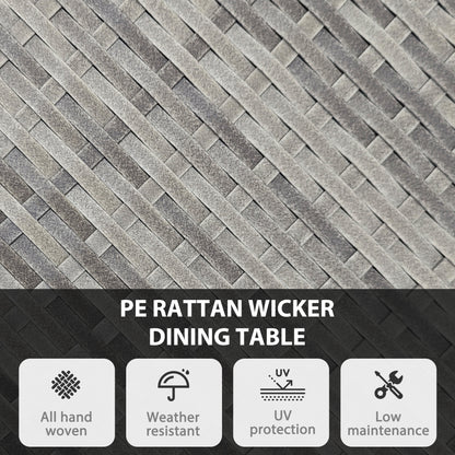 70 cm Wood-Effect Rattan Garden Table - Natural Wood Finish