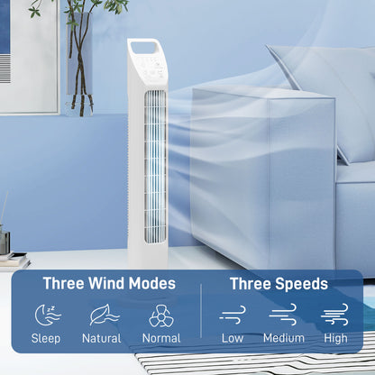 31" Oscillating Tower Fan with Remote Control, 4H Timer, 3 Speed 3 Modes
