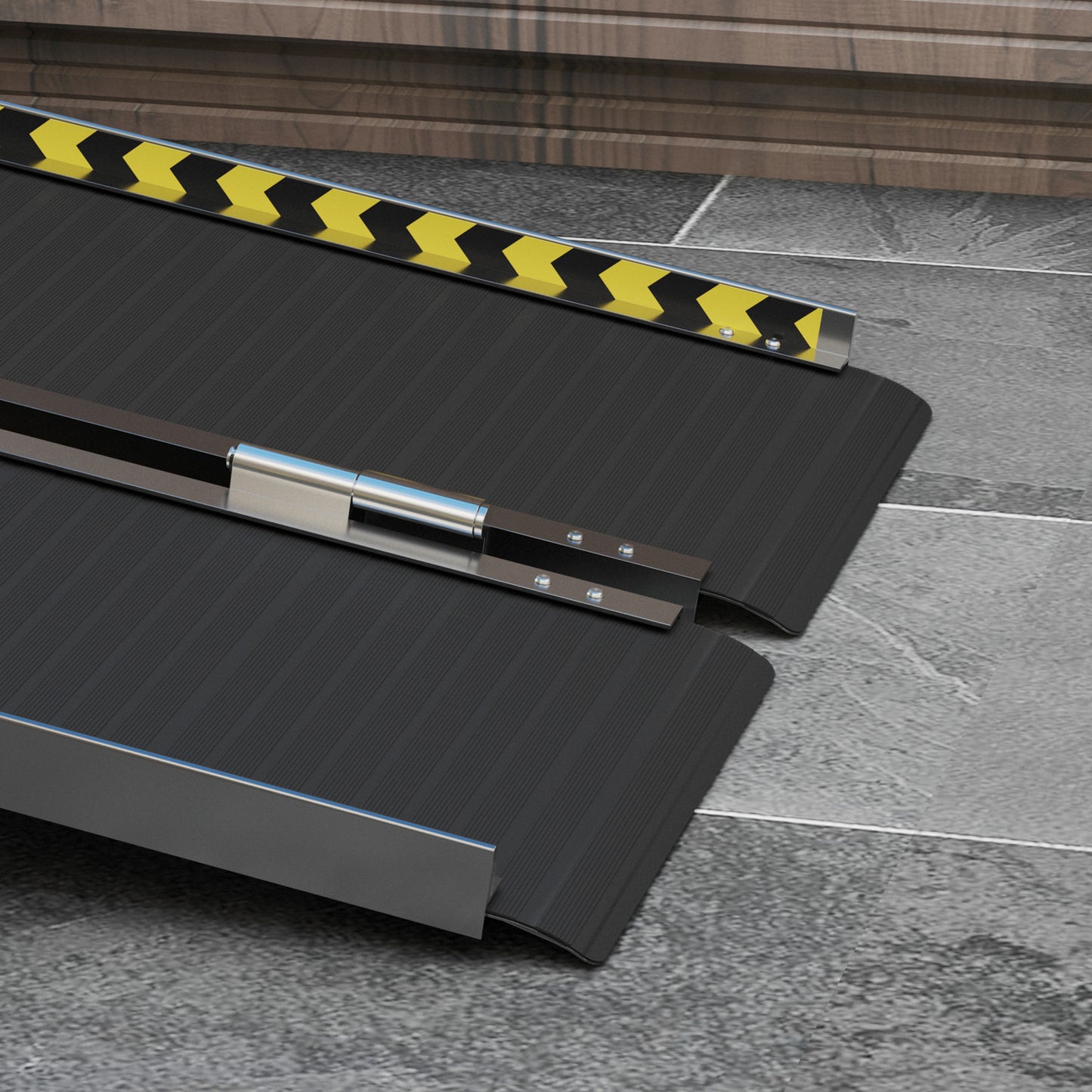 Wheelchair Ramp, 122L x 73Wcm, 272KG Capacity, Folding Aluminium Threshold Ramp with Non-Skid Surface