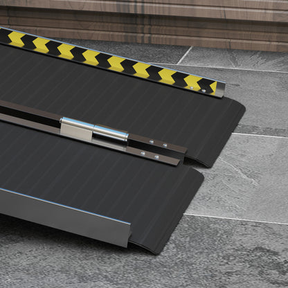 Wheelchair Ramp, 122L x 73Wcm, 272KG Capacity, Folding Aluminium Threshold Ramp with Non-Skid Surface