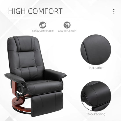 Reclining Swivel Chair, with Footrest - Black