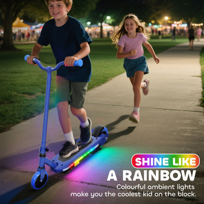 Electric Scooter for Kids 6-14 Years, with Colourful Lights, Blue