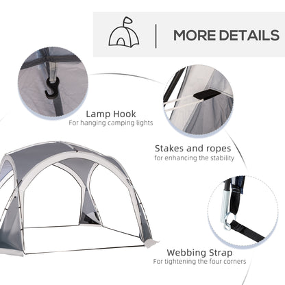 Dome Tent for 6-8 Person, Camping Tent with 4 Zipped Mesh Doors, Removable Oxford Cloth, Lamp Hook, Portable Carry Bag
