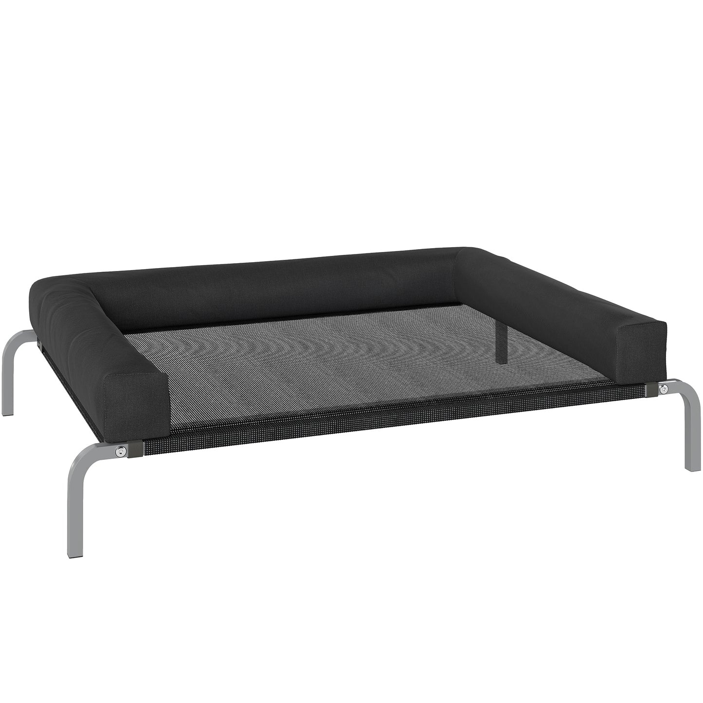 Elevated Dog Bed with Removable Bolsters, Raised Dog Bed for Medium Breeds, Portable Indoor & Outdoor Pet Cots, Black