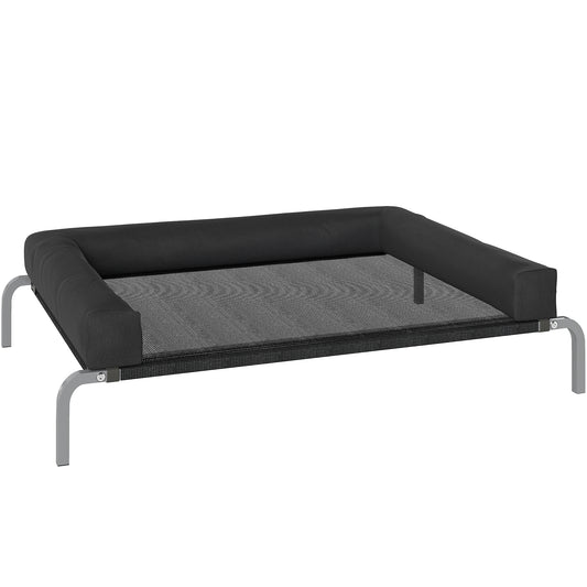 Elevated Dog Bed with Removable Bolsters, Raised Dog Bed for Medium Breeds, Portable Indoor & Outdoor Pet Cots, Black