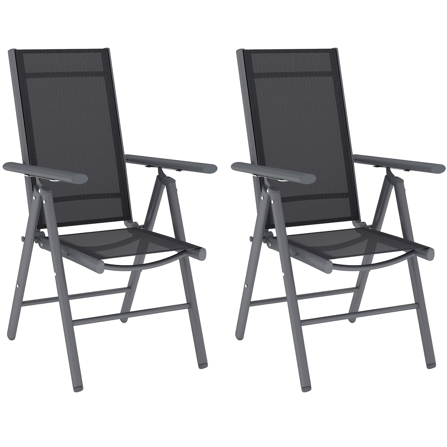 Set of 2 Folding Garden Chairs, Aluminium Frame Outdoor Dining Chairs with Breathable Mesh Back and Seat