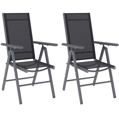 Set of 2 Folding Garden Chairs, Aluminium Frame Outdoor Dining Chairs with Breathable Mesh Back and Seat