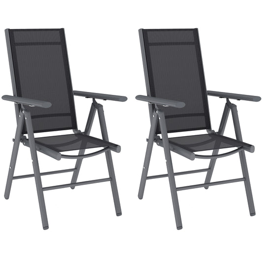 Set of 2 Folding Garden Chairs, Aluminium Frame Outdoor Dining Chairs with Breathable Mesh Back and Seat