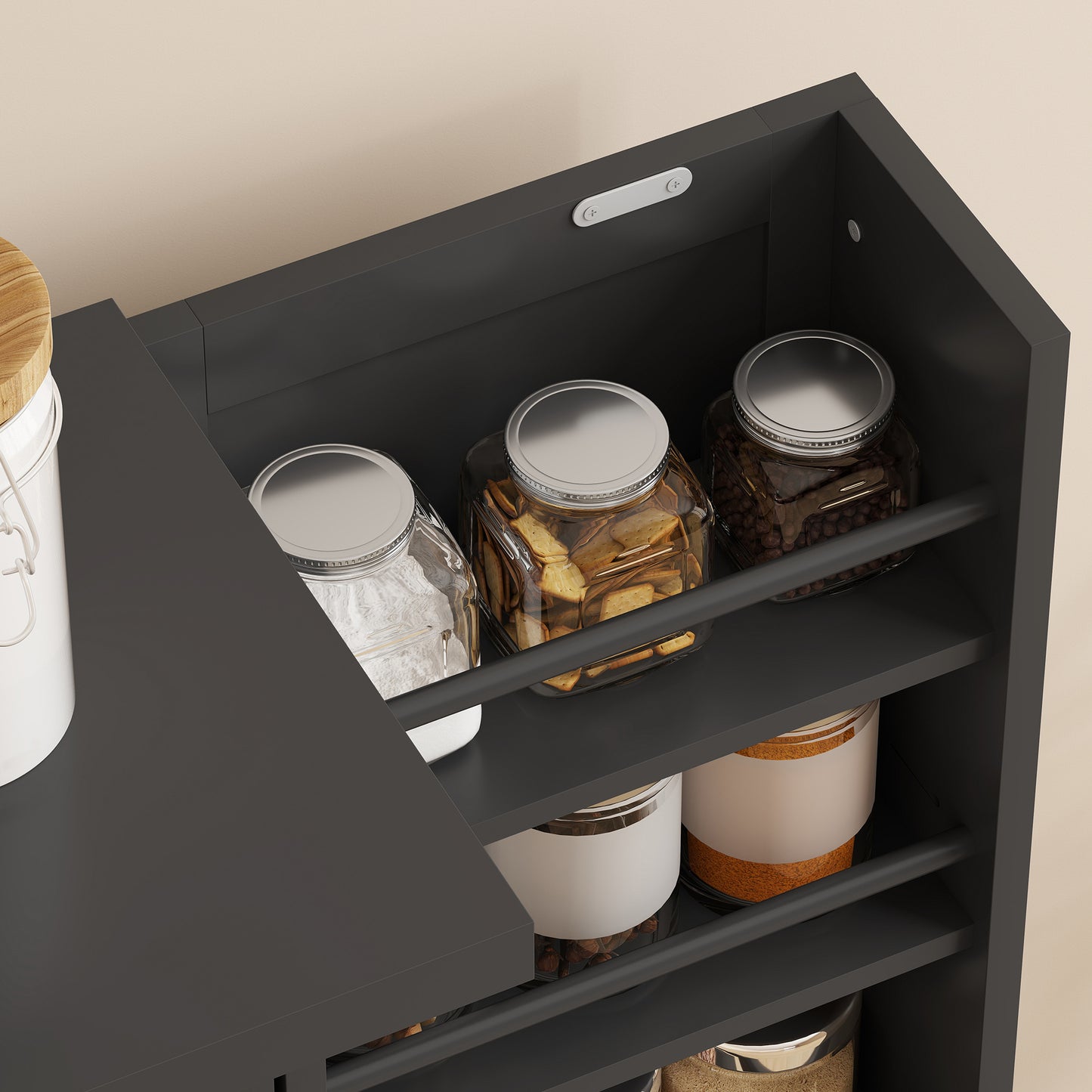 Kitchen Cupboard, Freestanding Multi-Storage Kitchen Pantry Cabinet with Adjustable Shelves, Black