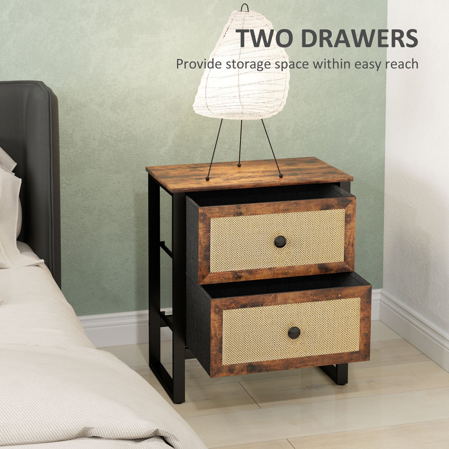Industrial-Natural Bedside Table - Brown