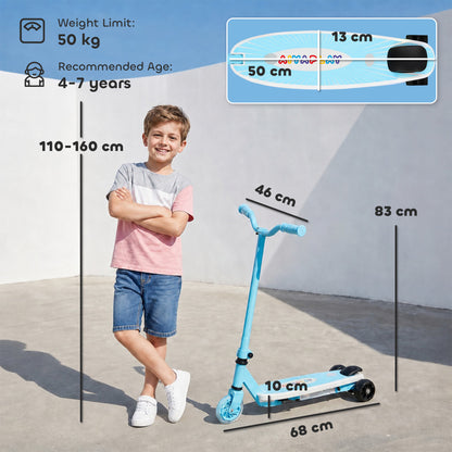 Electric Scooter for Kids Aged 4-7 Years, with Flashing LED Lights, Rear Auxiliary Wheels, Blue