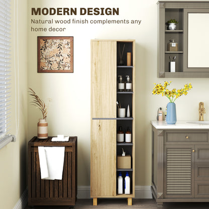 Multi-Storage Slim Bathroom Cabinet - Wood-Effect