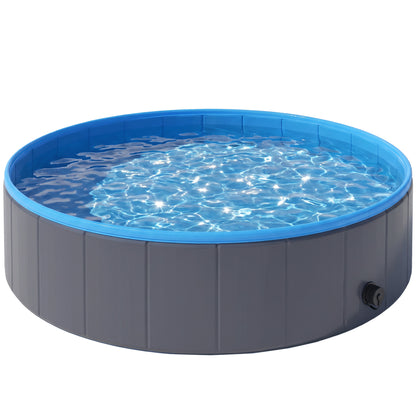 Foldable Dog Pool for Puppies and Ducks Dog Paddling Pool Bath Tub, Dark Grey, 120 x 30cm
