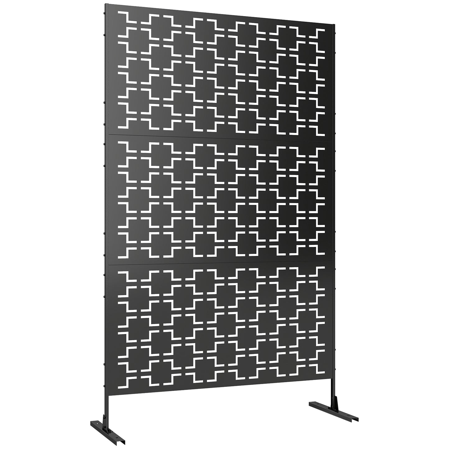 Metal Decorative Privacy Screen Outdoor Divider, Black Grid