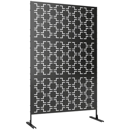 Metal Decorative Privacy Screen Outdoor Divider, Black Grid