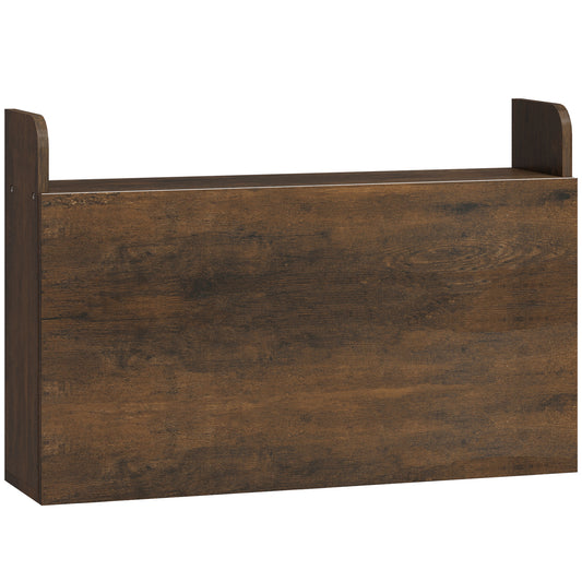 Wall Mounted Desk, Drop Leaf Floating Laptop Desk with Space Saving Storage Compartments for Home Office, Dark Brown
