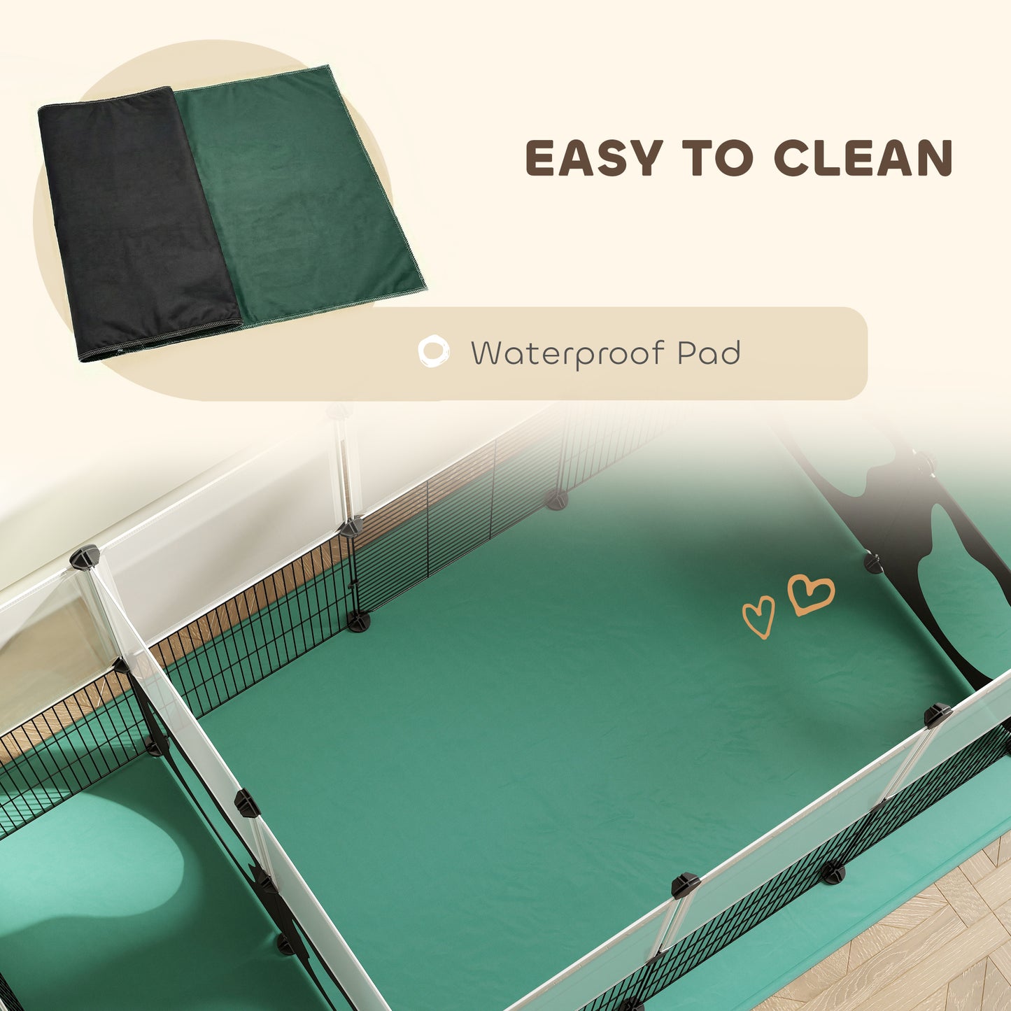Pet Playpen with Waterproof Mat, DIY Small Animal Enclosure 34 Panels, Indoor/Outdoor Metal Pet Fence for Guinea Pigs