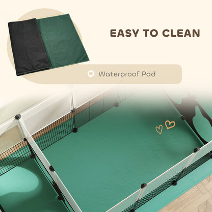 Pet Playpen with Waterproof Mat, DIY Small Animal Enclosure 34 Panels, Indoor/Outdoor Metal Pet Fence for Guinea Pigs