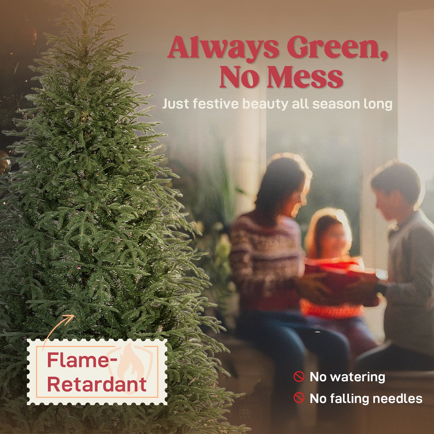 7 ft Full Spruce Christmas Tree with Realistic Dense Tips, Easy Assembly - Green
