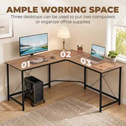Corner L-Shape Computer Desk PC Workstation Writing Gaming Table Home Office