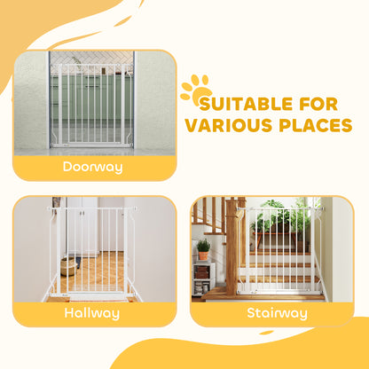 Extra Wide Dog Gate, with Door Pressure, for Doorways, Hallways, Staircases - White
