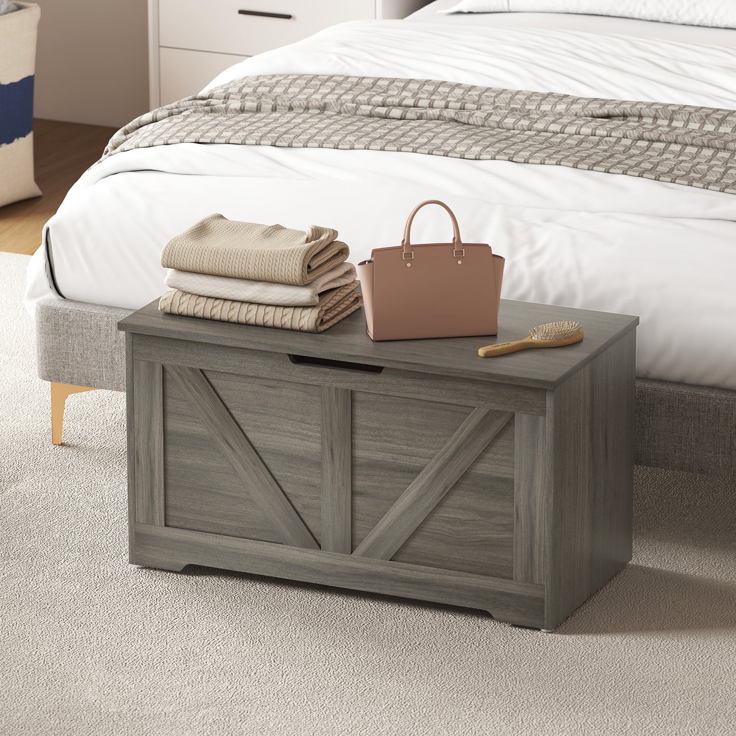 100L Home Storage Box, with Safety Hinge - Charcoal Grey