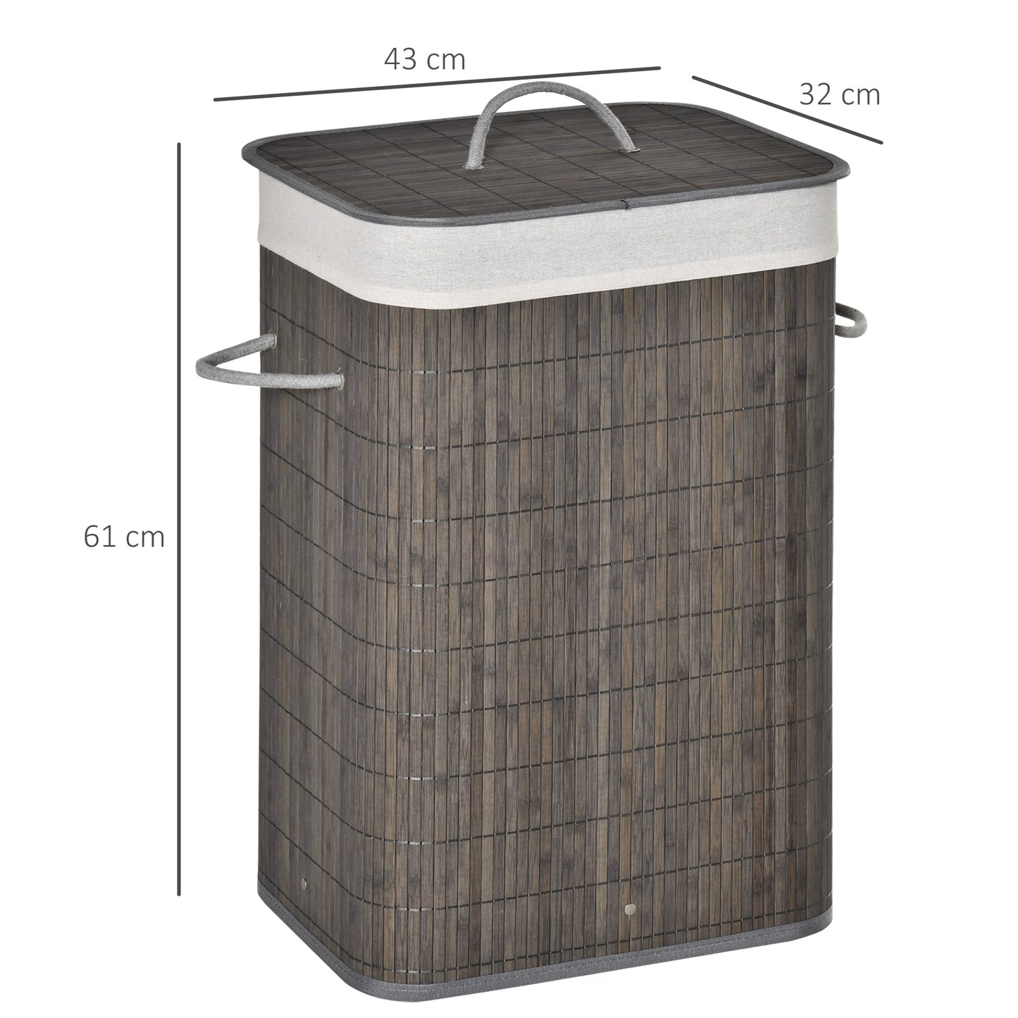 Laundry Basket with Flip Lid and String Handles, Collapsible Hamper Removable Lining Board Base Foldable Water-Resistant Dirt
