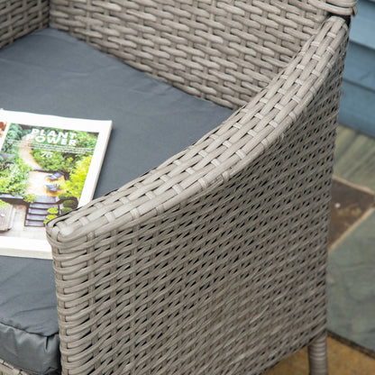 Set of Four Rattan Armchairs, with Cushions - Grey