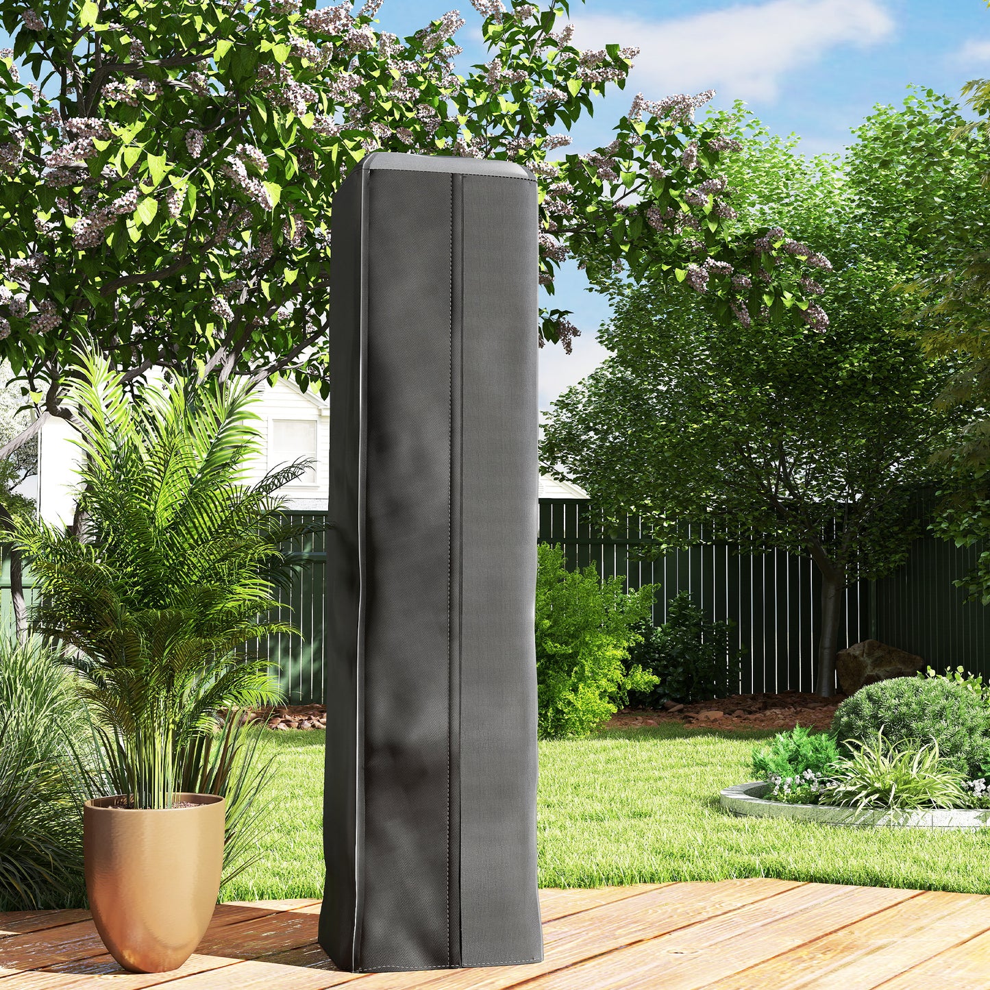 Heavy Duty Gas Pyramid Patio Heater Cover, Full Length Outdoor Heater Cover Protector, UPF 30+ Oxford Fabric with Zipper