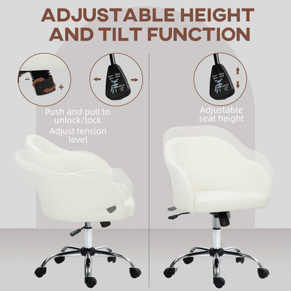 46-56 cm Velvet-feel Office Chair - Cream