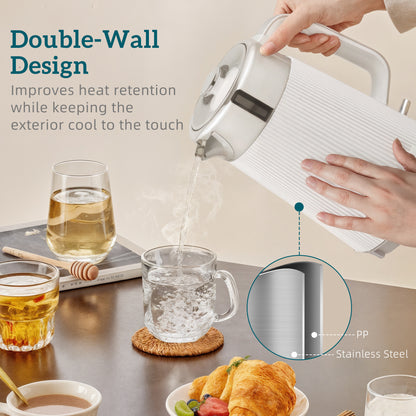 Electric Stainless Steel Kettle and Toaster Set, 3000W 1.7L UK Strix Thermostat Fast Boil Kettle w/ Limescale Filter