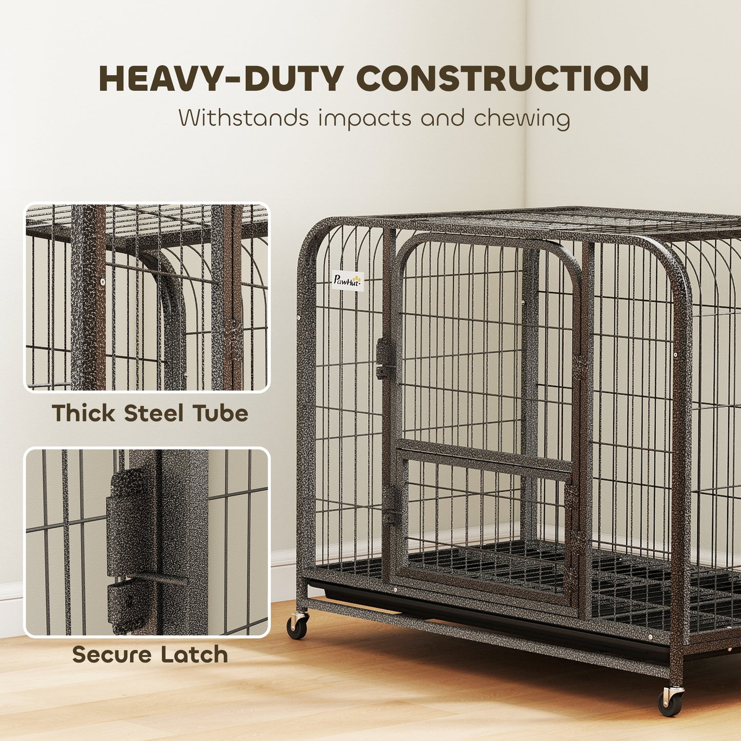 Heavy Duty Dog Crate,93 x 58 x 76 cm, Large Dog Cage for Small to Medium Breeds