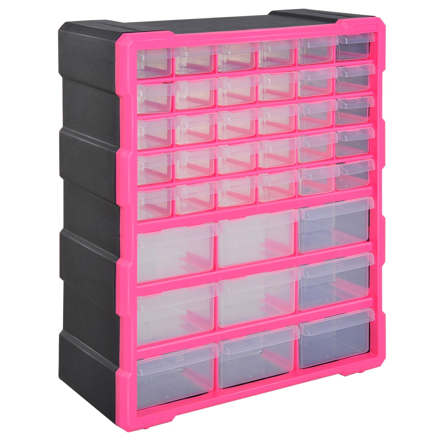 39 Drawers Parts Organiser Wall Mount Tools Storage Cabinet Small Nuts Bolts Garage Clear