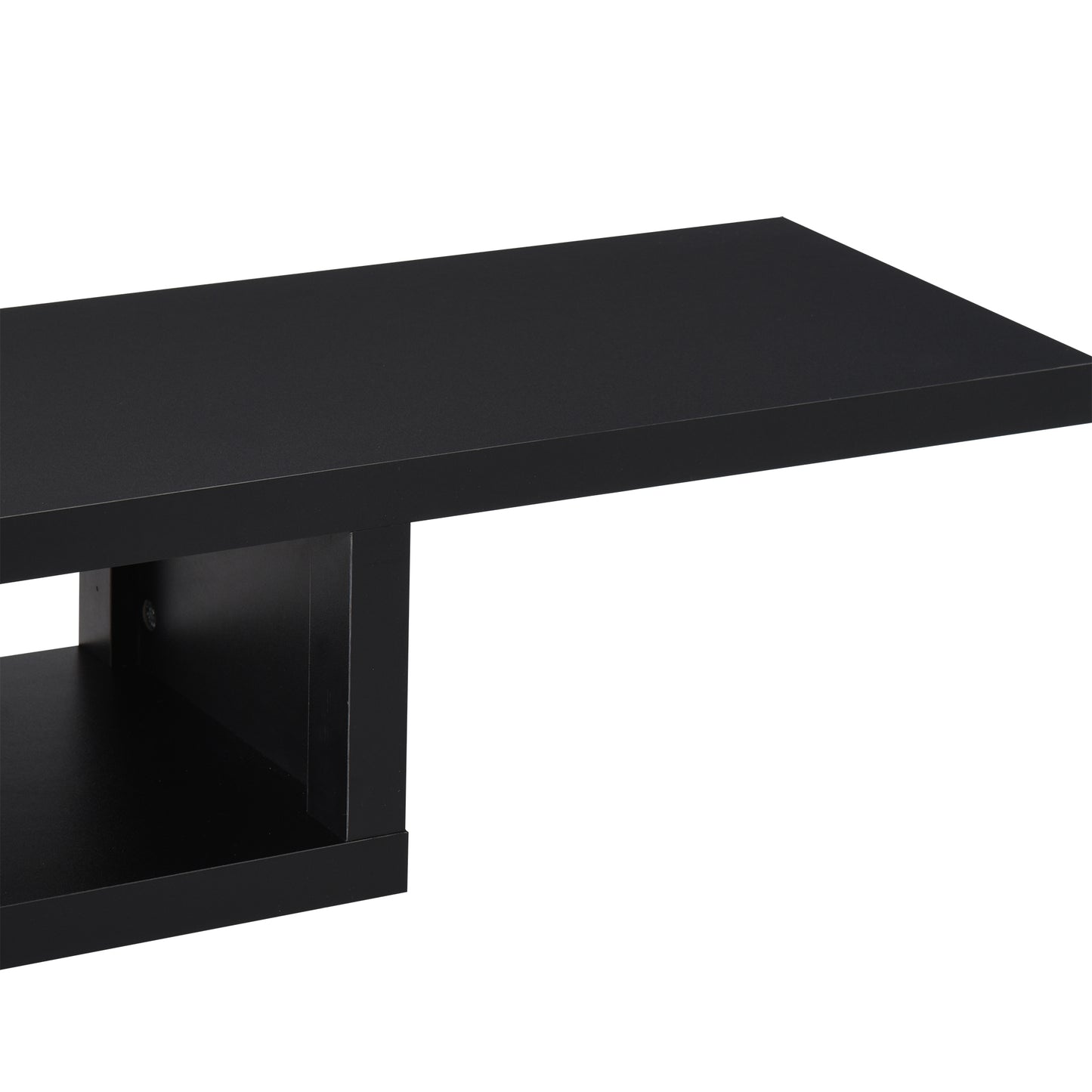 Floating TV Unit, Wall Mounted TV Stand with Open Shelf and 2 Cable Holes, Entertainment Unit for Living Room, Black