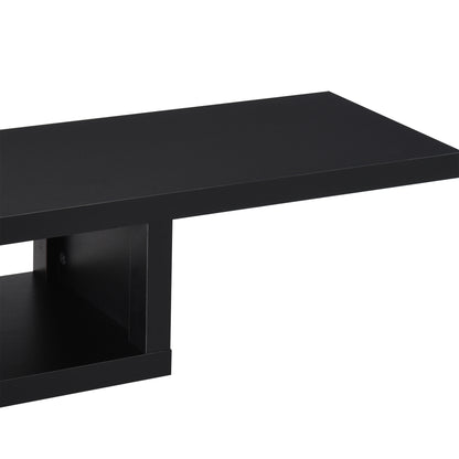 Floating TV Unit, Wall Mounted TV Stand with Open Shelf and 2 Cable Holes, Entertainment Unit for Living Room, Black