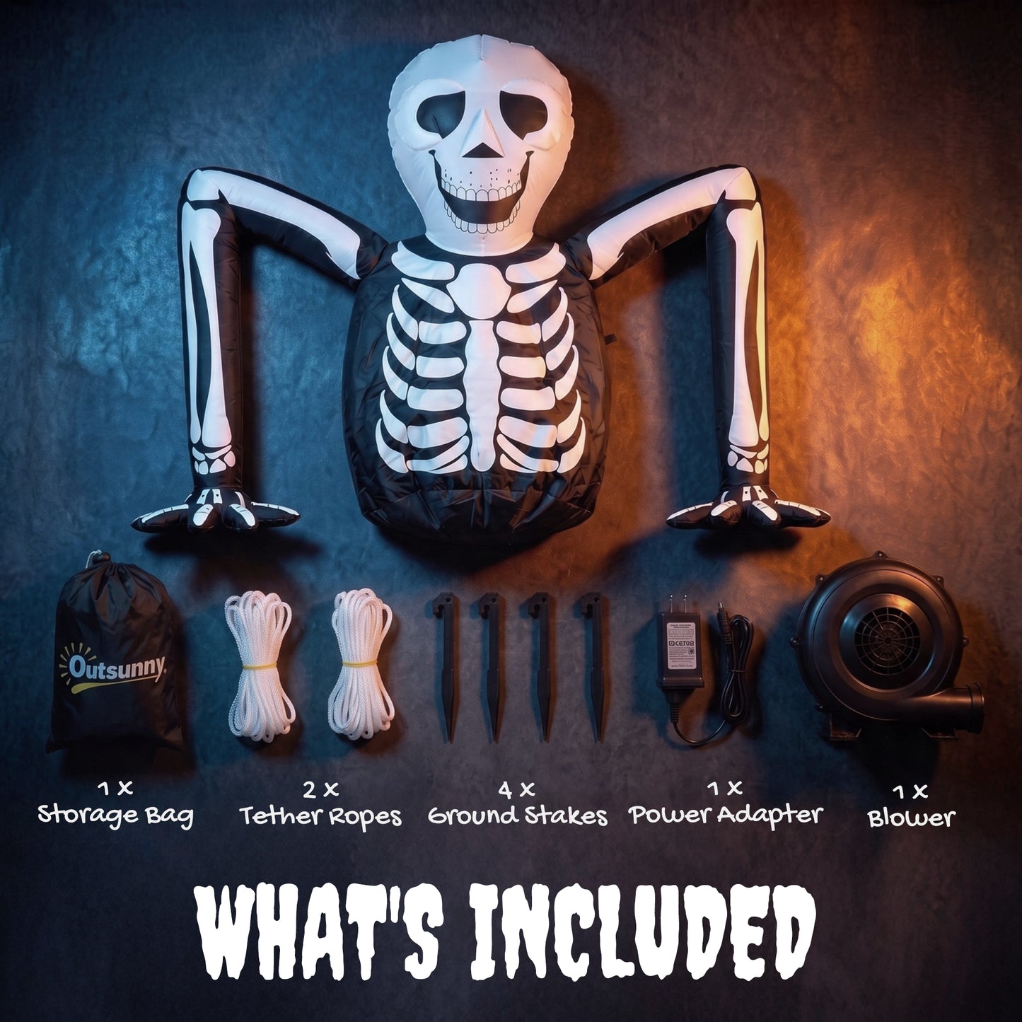 Inflatable Ground Crawling Skeleton, Scary Halloween Decoration with Built-in LED Lights for Indoor Outdoor Decor