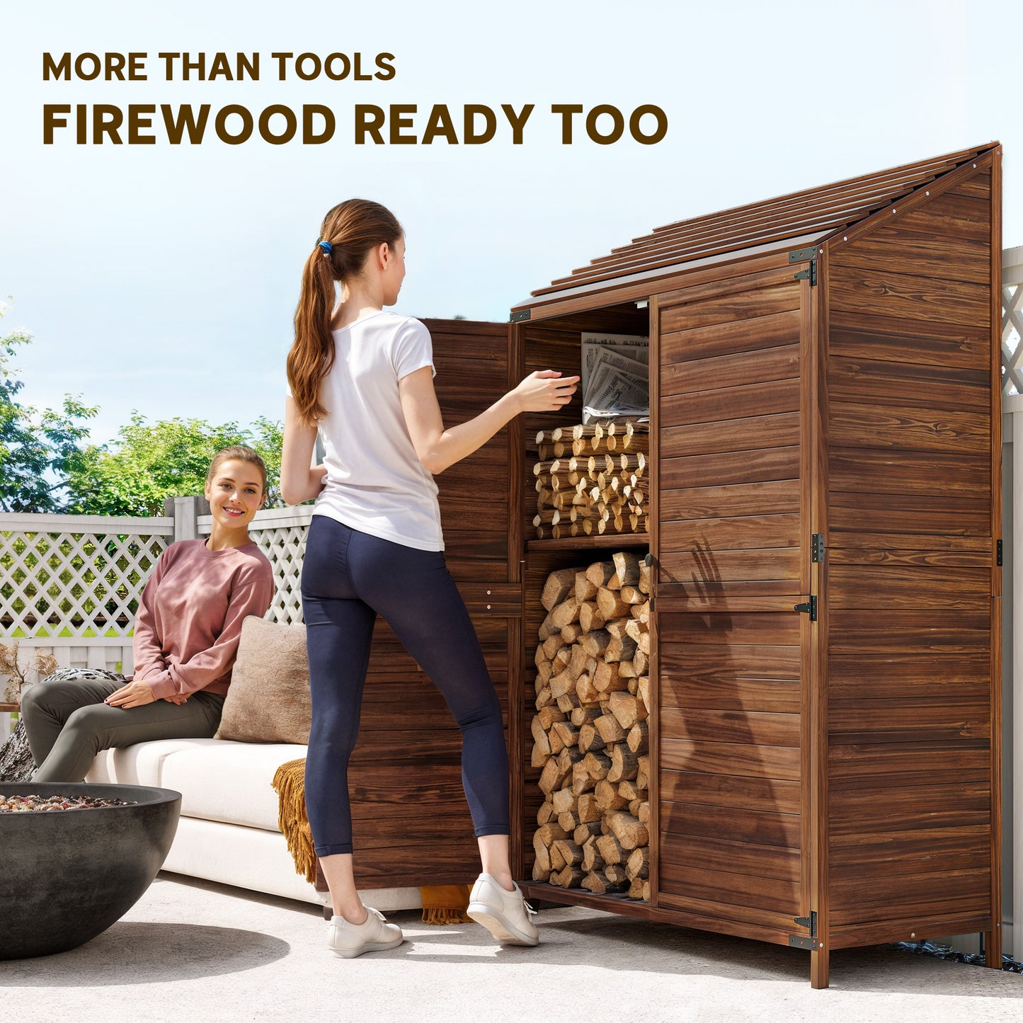 103.5 x 59 cm Wooden Garden Shed - Brown