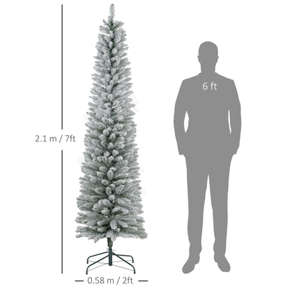 7ft Artificial Snowy Pencil Christmas Tree - White
