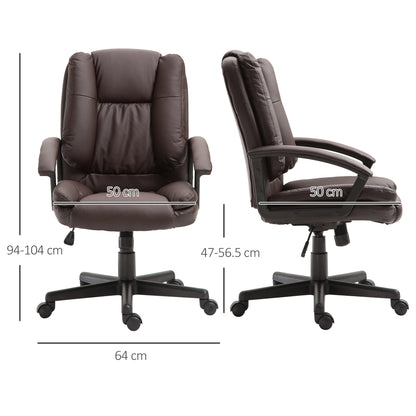 Office Chair, Computer Desk Chair, PU Leather Mid Back Executive Chair with Adjustable Height and Swivel Rolling Wheels for H