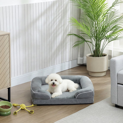 Dog Sofa Bed, Washable Pet Bed with Removable Cover and Non-Slip Bottom for Cats and Small Dogs, Grey