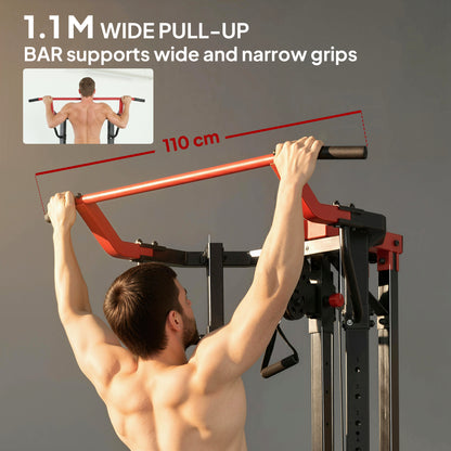 Power Tower with Lat Pull Down Machine, Pull Up Bar, Dip Station, Adjustable Height Power Pack for Home Gym