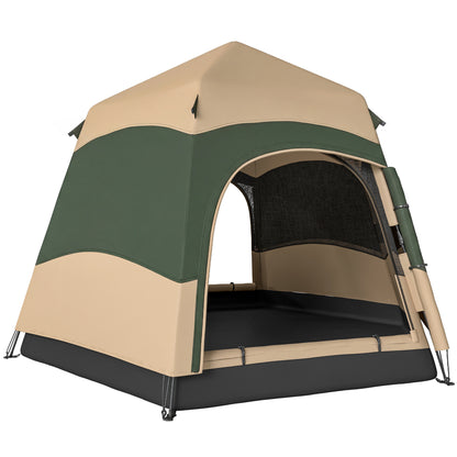Double Layer Instant Pop Up Tent with Rainfly, Portable Camping Shelter with Sewn-in Groundsheet and Carry Bag, Khaki