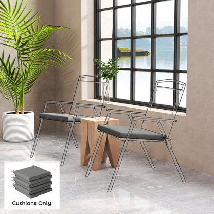 Set of 6 Outdoor Seat Cushions with Machine Washable Cover, Water Repellent Seat Cushions Dark Grey