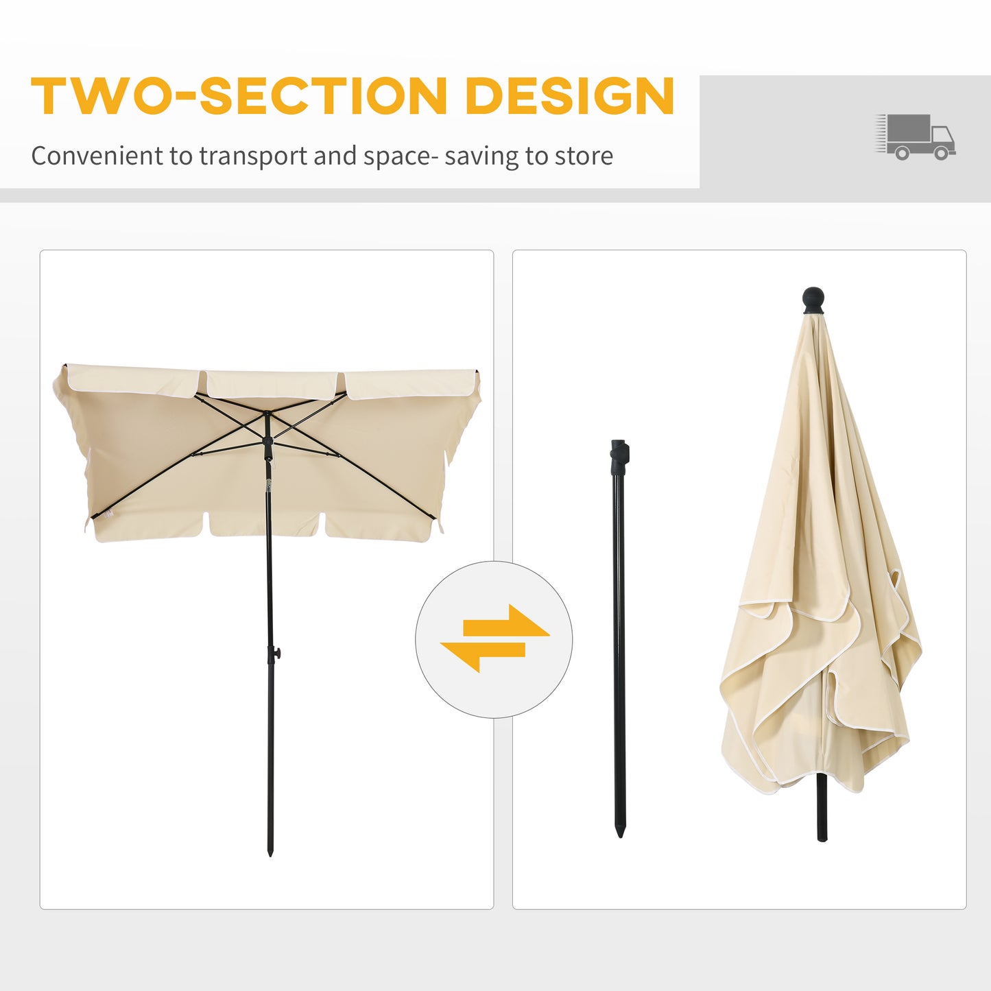 Garden Parasol Umbrella, Outdoor Market Table Umbrella with Ruffles & Aluminium Pole