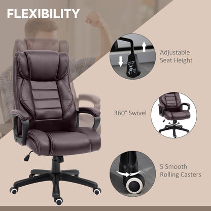 Office Chair with 6-Point Maaage, PU Desk Chair with Padded Seat and Armrest, Computer Chair with Tilt Function for Home