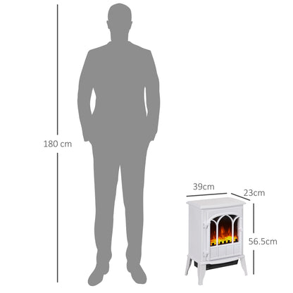 Freestanding Electric Fireplace, Electric Log Burner with LED Flame Effect, Overheating Safety System, 1000W/2000W White