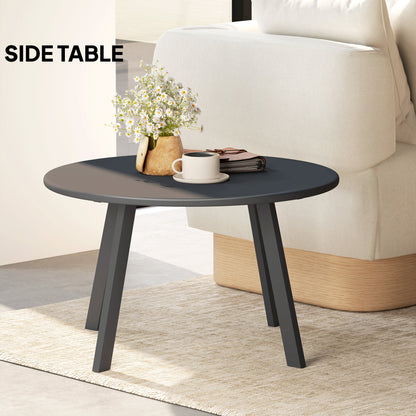 70cm Round Coffee Table, Outdoor Garden Table with Non-Slip Foot Pads and Metal Frame for Garden, Terrace, Balcony