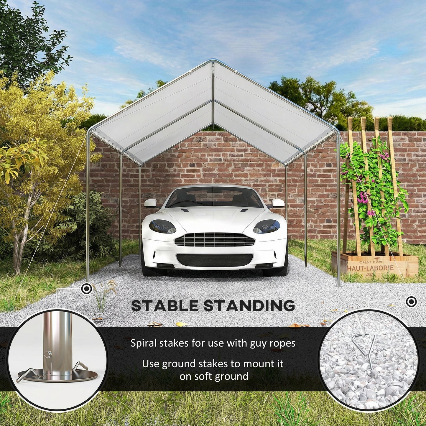 3 x 6m Heavy Duty Carport Garage Car Shelter Galvanized Steel Water UV Resistant Waterproof, White