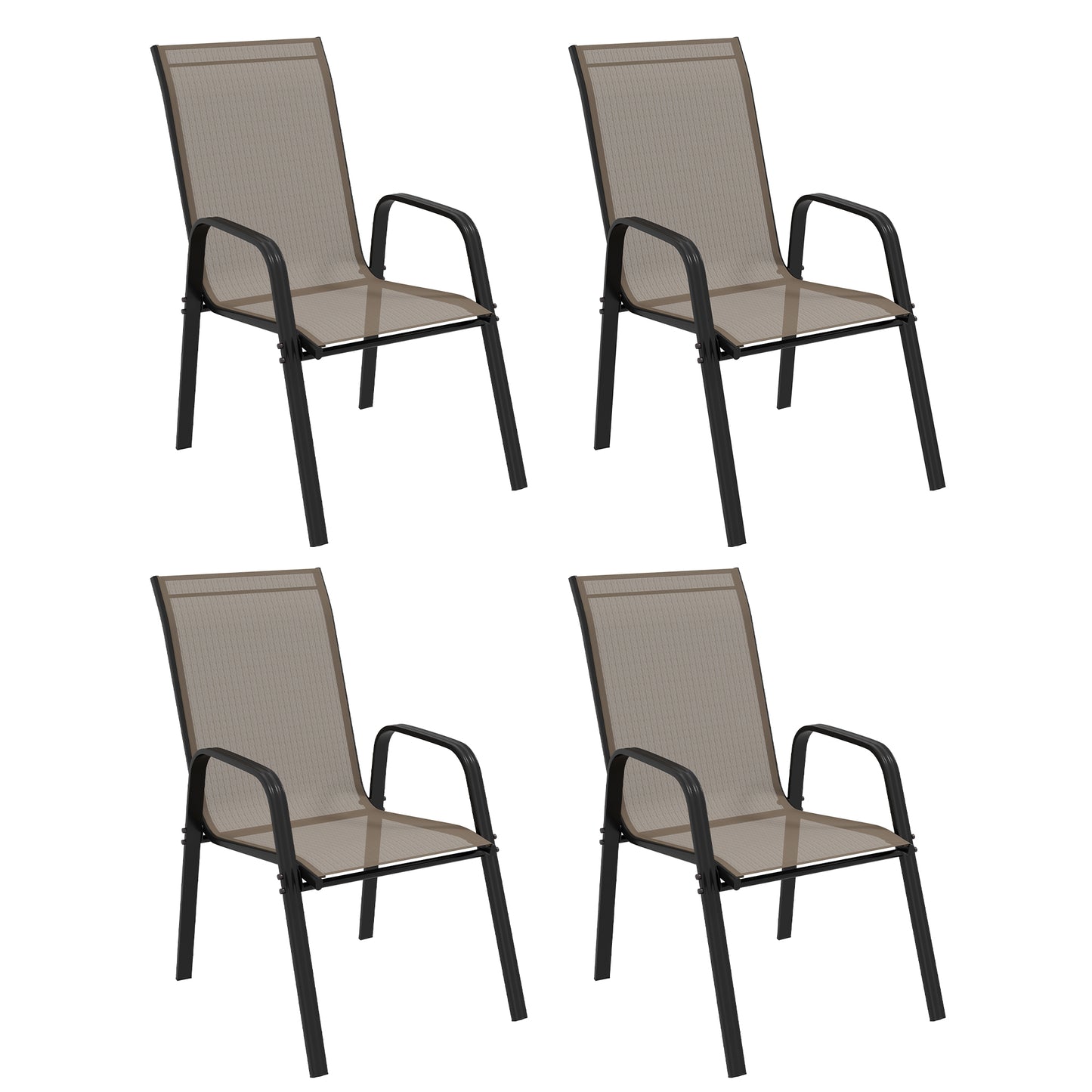 Set of Four Stackable Mesh Seat Chairs - Grey